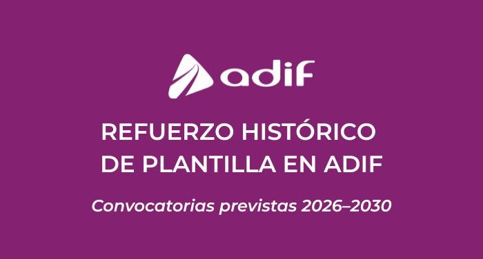 Refuerzo histórico de plantilla en Adif con convocatorias de oposiciones previstas entre 2026 y 2030